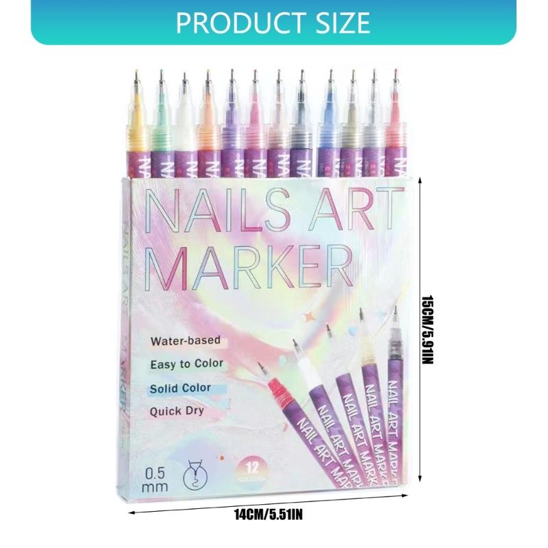 12Color Nail Art Pens Precise Acrylic Marker For Detailed Outlining Polish Pen For DIY Enthusiasts Salon Professional