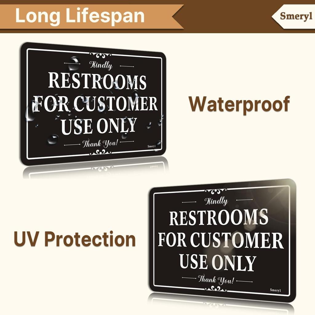 Restrooms for er Use Only Signs 6” x 4” Restrooms for ers Only Sign, Restroom Signs for Home/Business, Self-Adhesive Backing, Thick Acrylic, Easy