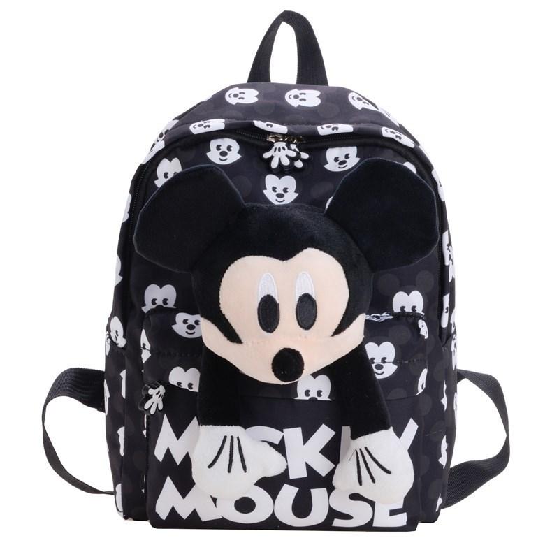 Mickey Mouse Letter Print Kids Cartoon Canvas Backpack For Preschool And Daily Use