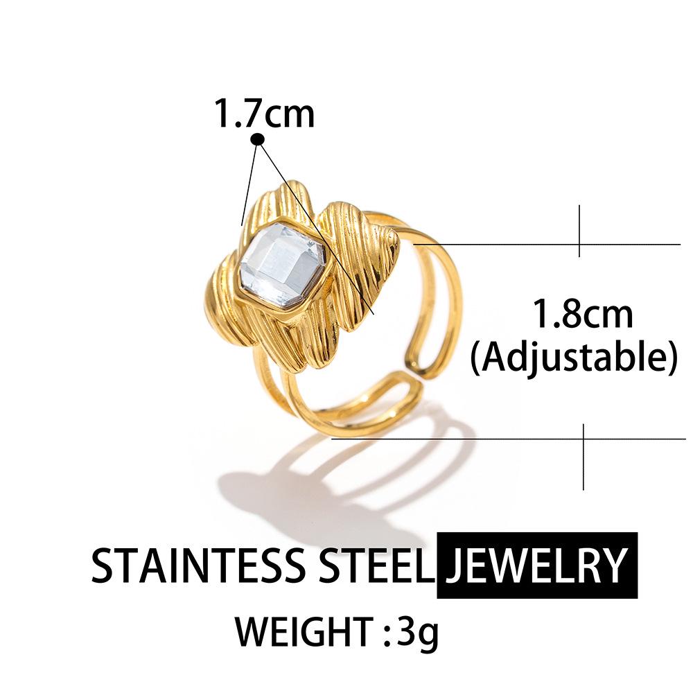 Elegant Irregular Geometric Zircon Stainless Steel Ring for Women