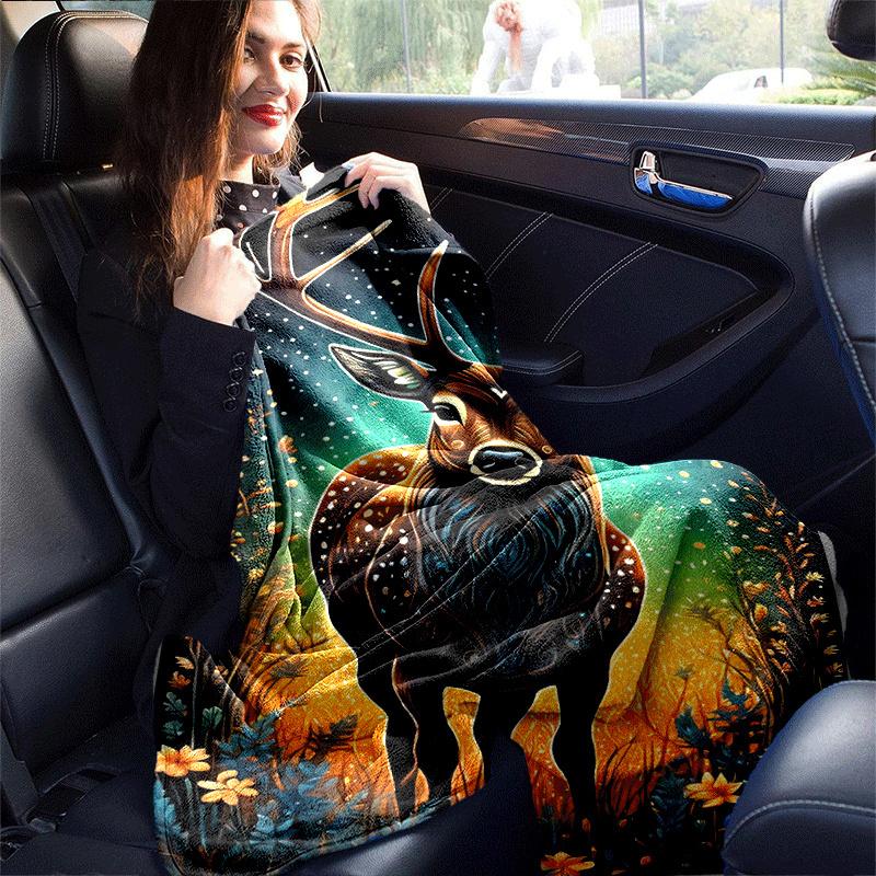 1 Stück Leichte Flanelldecke mit Hirschdruck, Bequeme und Warme Decke, für Camping Sofa Bett und Couch Büro, Geeignet als Geschenkdecke