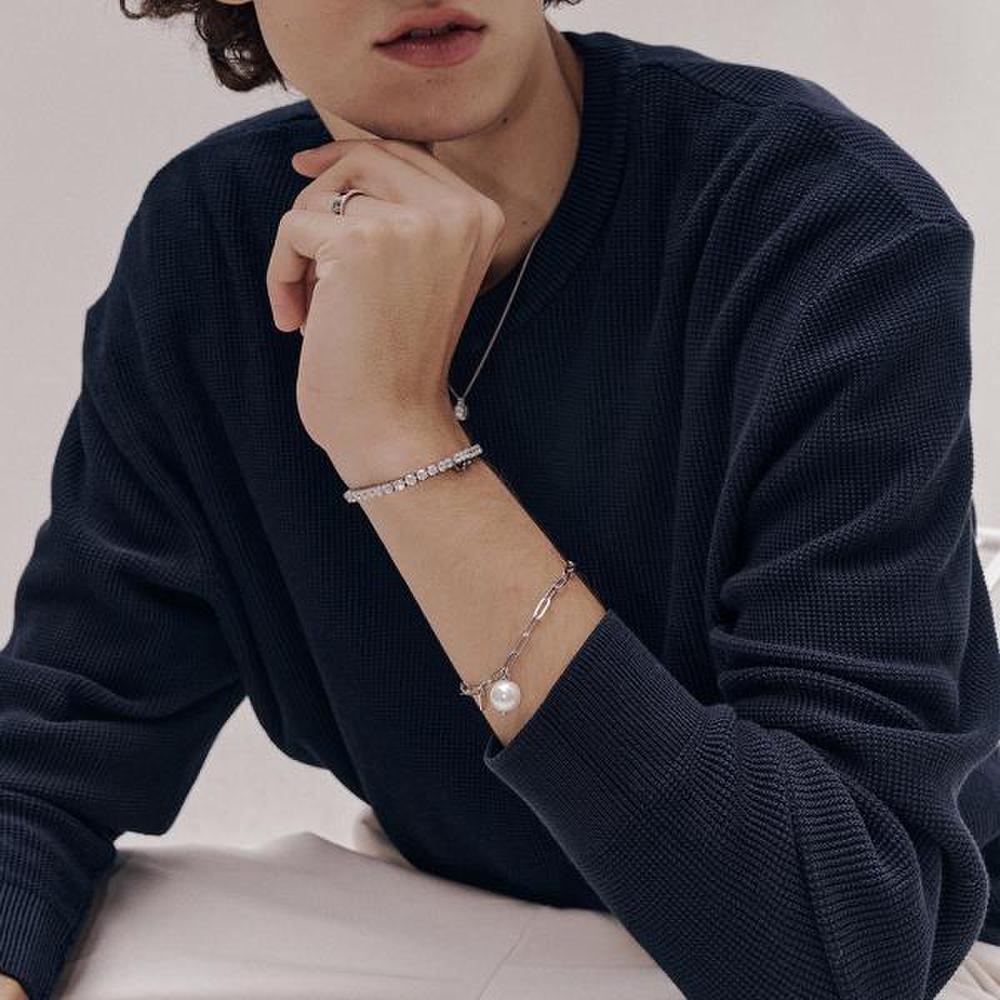 [Ost] [Puremond] Simulant Diamond 4mm Silver Tennis Bracelet (S) Otb122802Dww