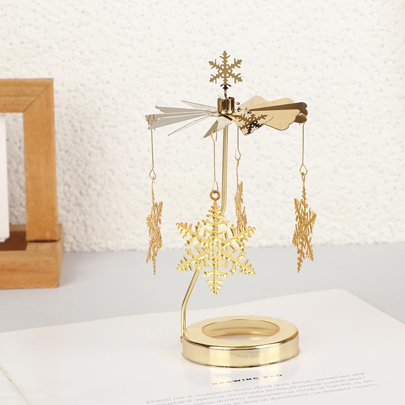 Romantic Creative Metal Hot Rotating Candle Holder Lamp Gold Christmas Candle Holder Home Party Wedding Party Candle Holder