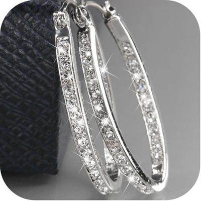Exquisite Women 925 Sterling Silver 18k Gold Earrings Natural Gemstone Diamond Hoop Earrings Wedding Engagement Jewelry