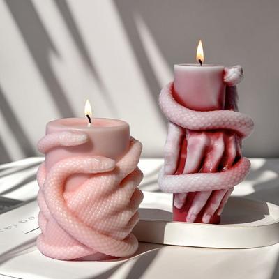 Snake Hand Wrap Halloween Candle Mold Diy Aroma Candle Plaster Ornament Silicone Molds Handmade Soy Wax Candle Making Supplies