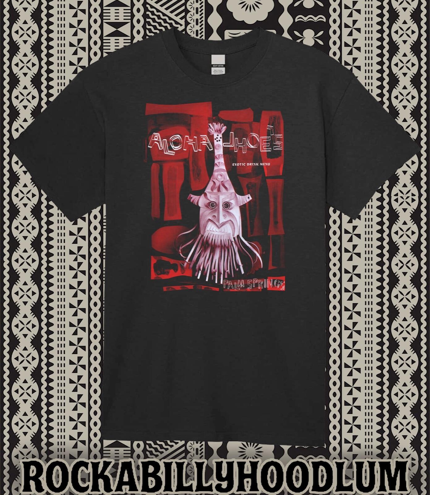 Retro Tiki Art Tee T Shirt Mug Bar Restaurant Aloha Jhoes Palm Springs CA S