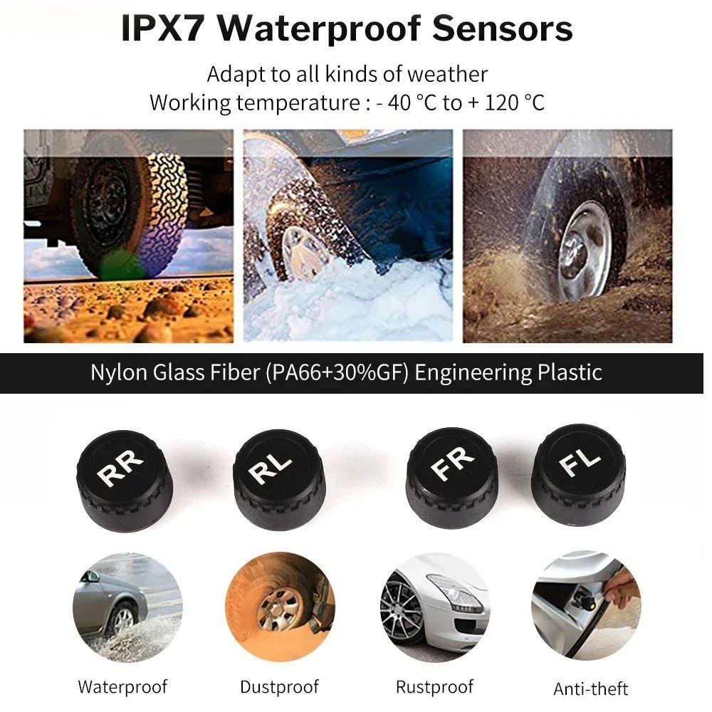 Solar/USB Powered Tire Pressure Monitoring System TPMS Tire Pressure Sensors  Truck Monitoring