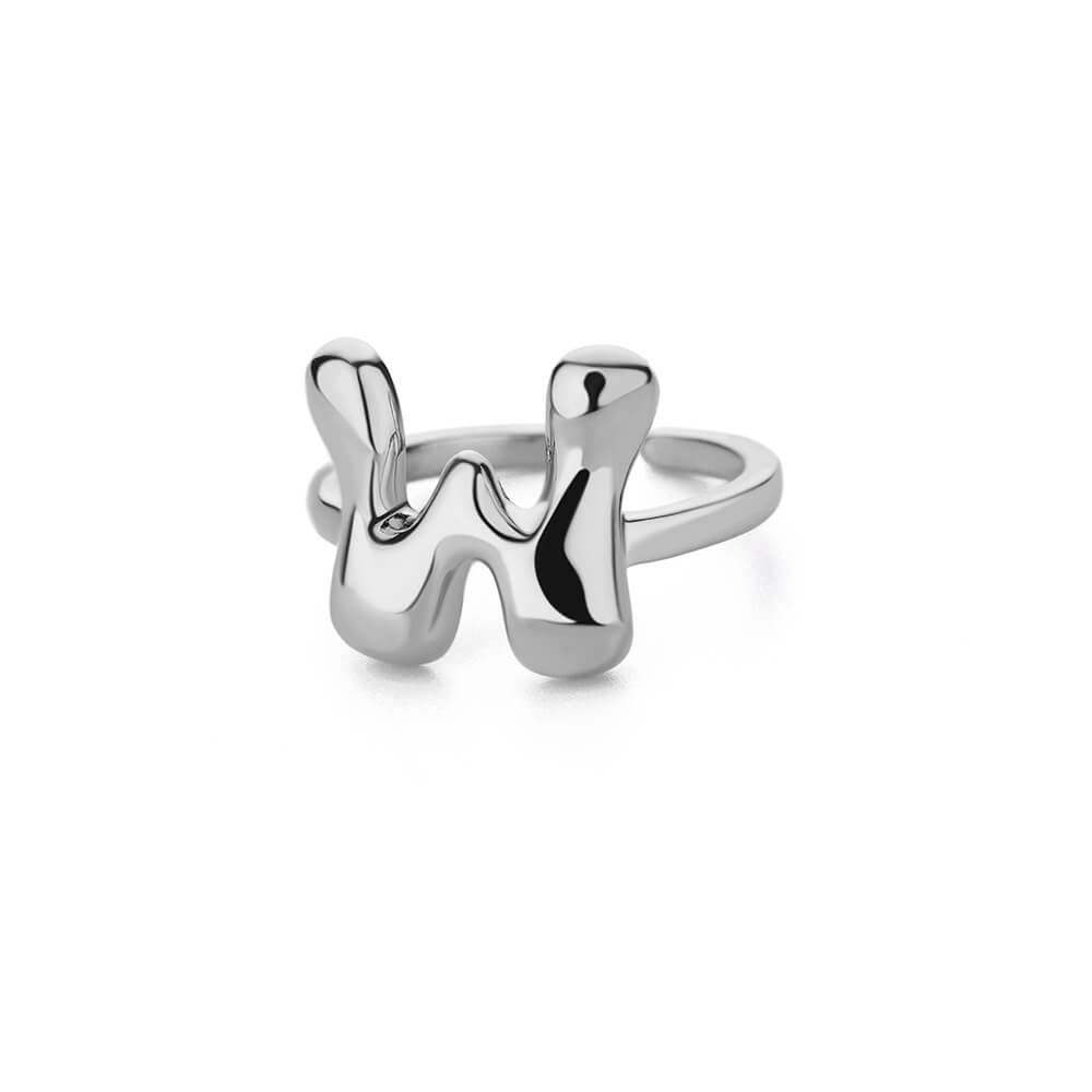 Chunky Initial Letter Rings for Women Gold Color Stainless Steel Ring Vintage Alphabet Jewelry Finger Accessories anillos mujer