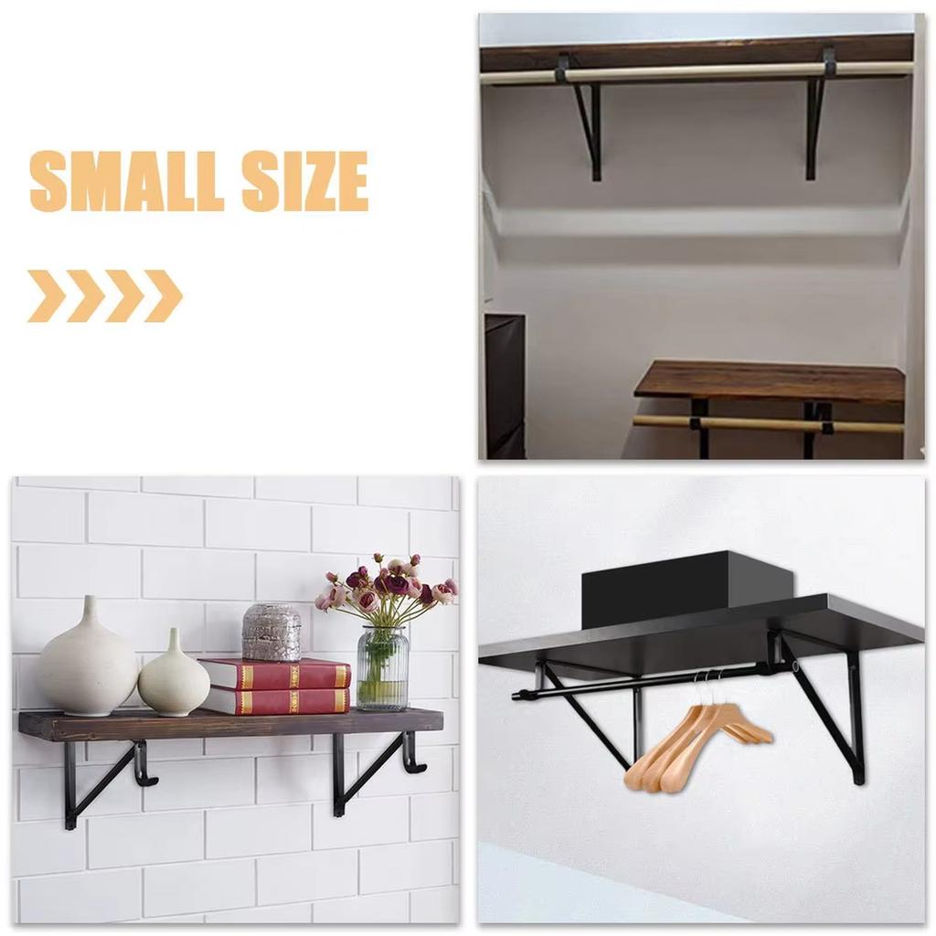 Wall Shelf  Heavy Duty Iron Load Bearing   Resistant Storage Support Bracket Closet Hanger Pole 