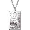 Tarot Stainless Steel Necklace Men'S Hip Hop Personality Retro Square Pendant Sweater Necklace