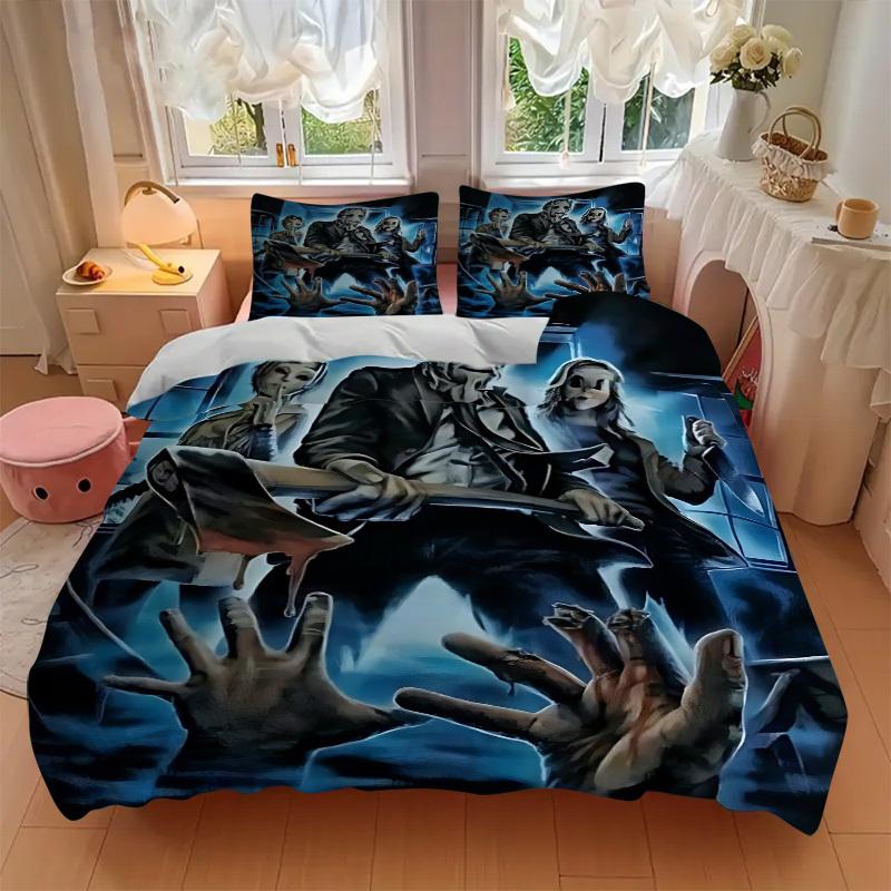 3pcs Horror Movie Poster Bedding Set. Soft and Comfortable with No Core Included (1x Duvet Cover + 2x Pillow Covers) Yy251010220
