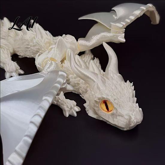 Stress Relief Dragon Ornament 3D Printed Articulated Figurine with Adjustable Wings and Unique Eyes Sculpture Movable Joints for Home Decor