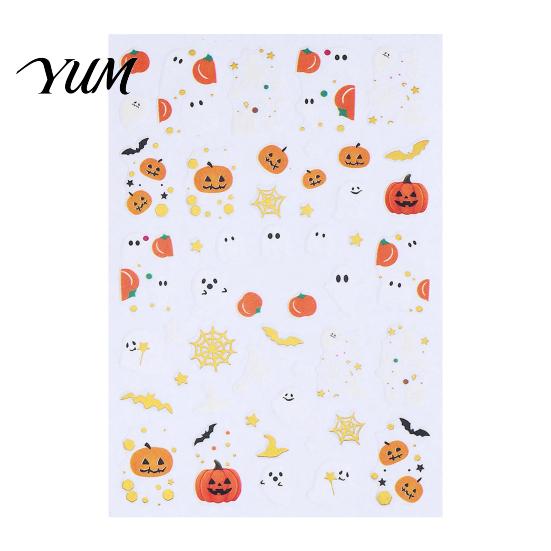 Holiday Nail Art Decals Halloween Stickers, Cartoon Pumpkin Ghost Bat for Stickers Decorations, Self-Adhesive Manicure Women Easy To Use Supplies