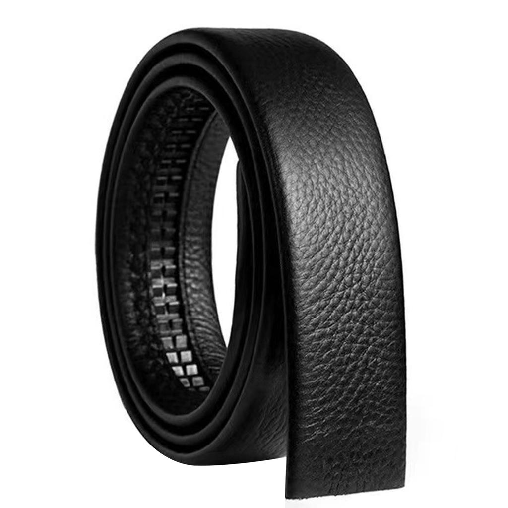 Men's PU Leather Belt Without Buckle for Automatic Buckle Waistband Perfect Fit Black Waist Ornament Waist Cincher