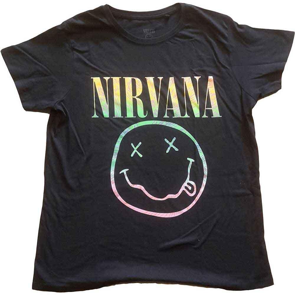 26 Nirvana Sorbet Ray Happy Face Short Sleeve Tee Black New Unisex T-Shirt L
