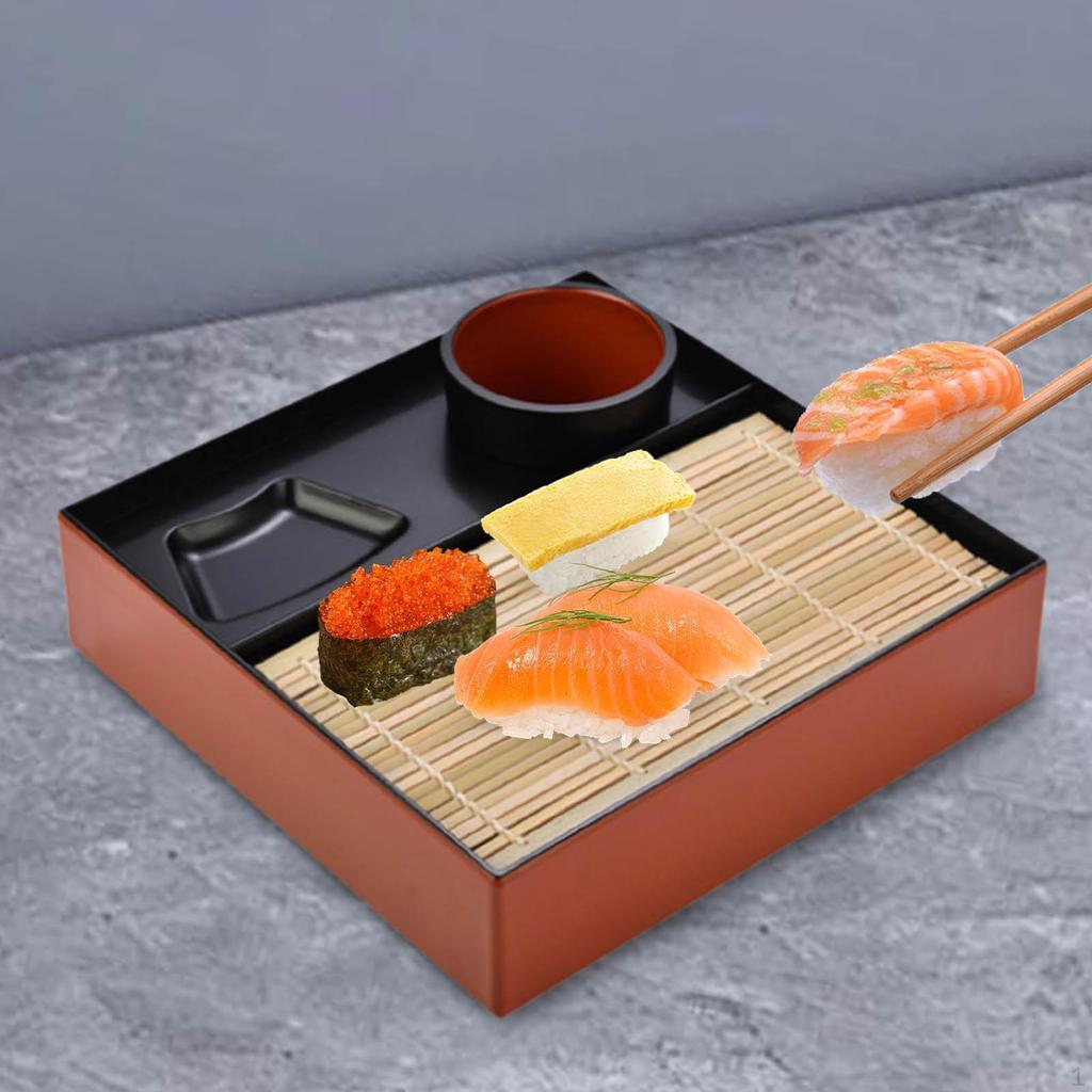 Soba Noodle Plate Cold Serving Dish Food Snack Appetizer Tray Kitchen with Drain Mat