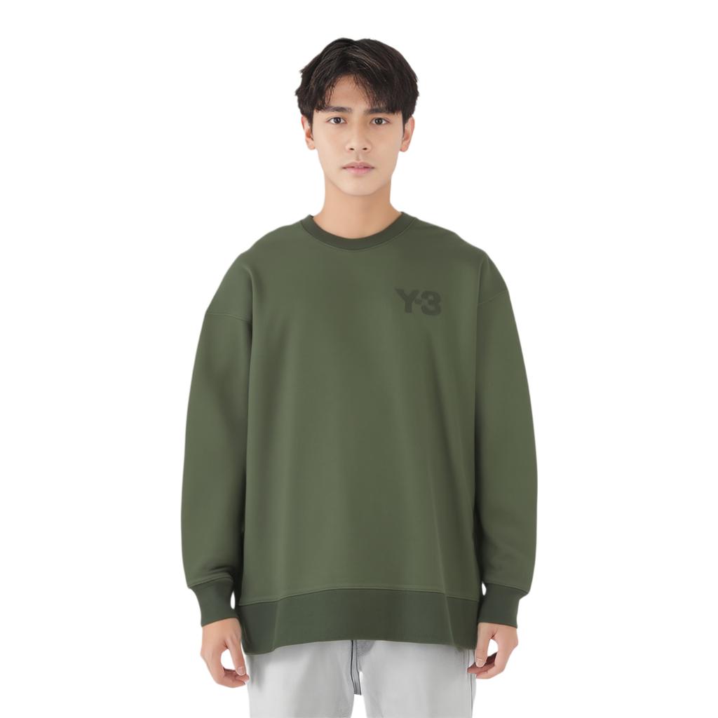 Y-3 FW21 Solid Color Logo Print Pullover Sweatshirt Men sweatshirt Green HF7070