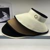 High Quality Celebrity Style Summer Sun Protection Visor Female Empty Top Straw Hat Beach Outing Big Brim Straw Hat Foldable