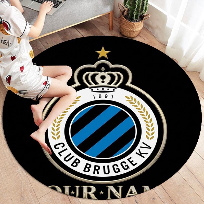 Club Brugge KV Custom Name Round Area Rug,Carpet Rug for Living Room Bedroom Sofa Playroom Decor,Non-slip Floor Mat
