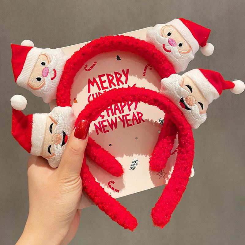 Cute Christmas Reindeer Plush Headband for Children New Year Hair Accessory and Hairpin Holiday Headwear