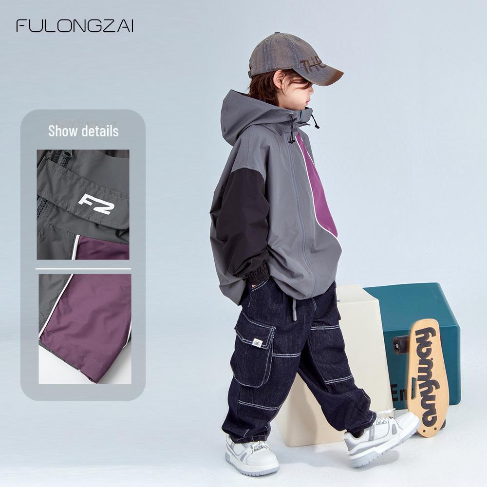 FULONGZAI 2025 Spring/Summer Kids' Loose Windbreaker Jacket