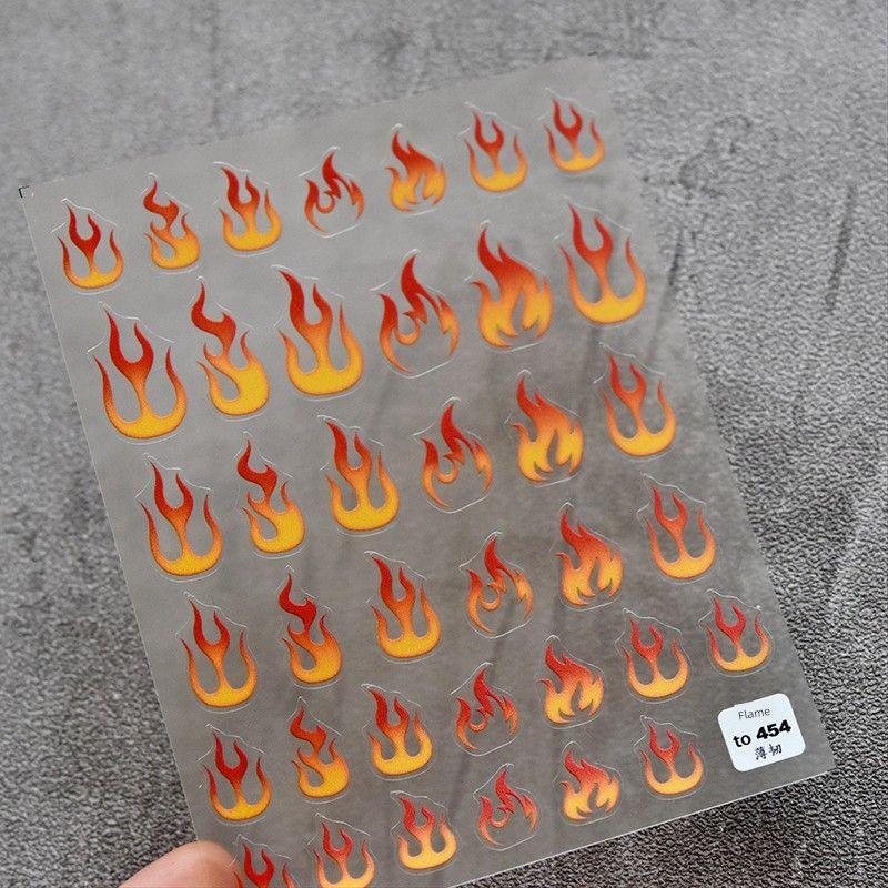 

Color Flame Nail Sticker Tomoni Thin Tough Black and White Adhesive 5D Red Green Fire Nail Sticker Nail Ornament Red flame 454((Thin and tough))