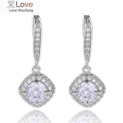 Elegant Drop Earrings for Women High Quality Silver Color Micro Paved Shiny Cubic Zirconia Classic Wedding Party Jewelry