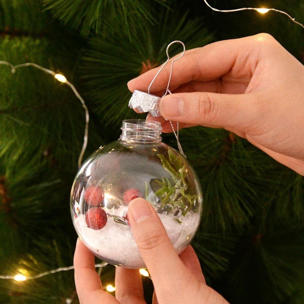 6Pcs PET Clear Plastic Christmas Ball Fillable Plastic Bauble Xmas Tree Hanging Ornaments  New Year