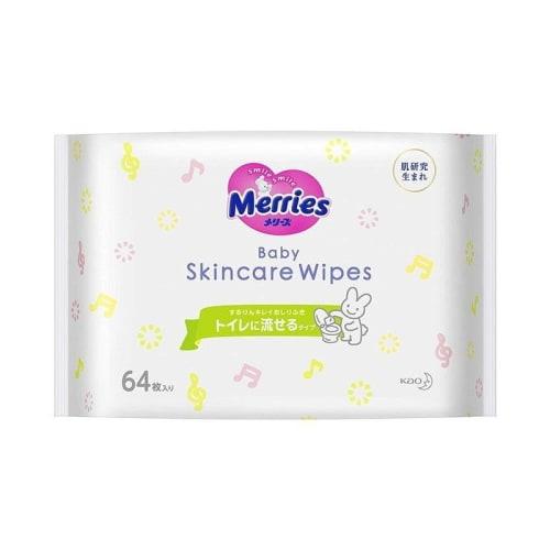 Merries Sururin Kirei Baby Wipes, Flushable (64 Sheets X 3 Packs) [x2]