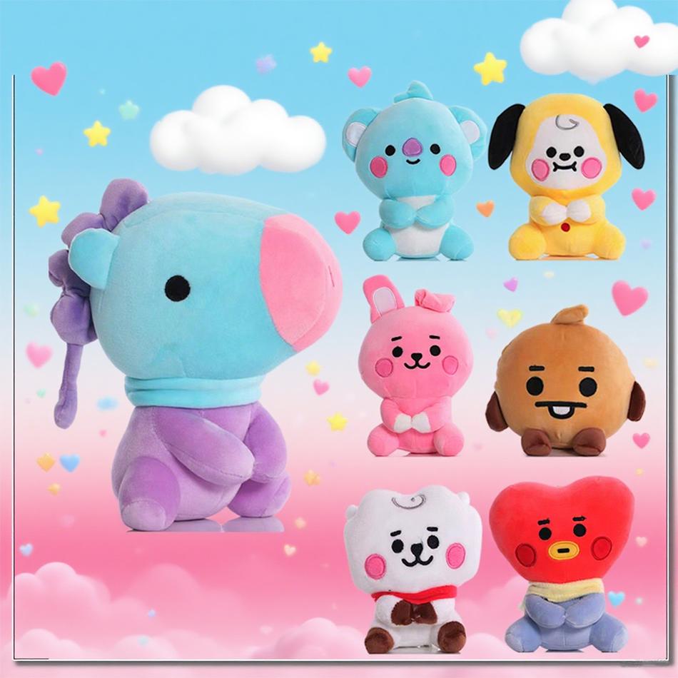 BT21 Plush Toys Kawaii Mini Keychain Anime Pendant Ornament for Kids Toy About 12cm Soft Stuffed Animals Doll Gift