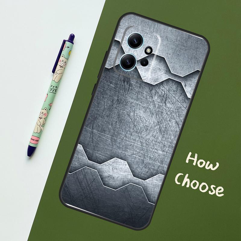 Steel Iron Metal Pattern Case For Xiaomi Redmi Note 12 11 10 9 Pro 12S 11S 10S 9S Back Cover For Redmi 12 9C 10C 12C