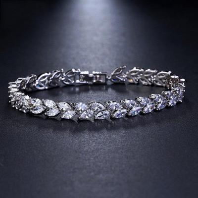 Elegantes Blattarmband mit Diamantakzenten - Zirkon Damen Schmuck, Europäischer & Amerikanischer Modestil