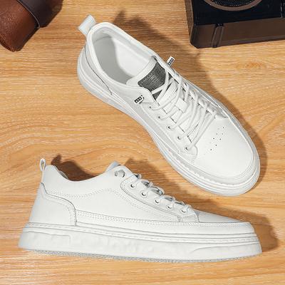 Europäische Station Herren Leder Kleine Weiße Schuhe Vielseitige Board Schuhe Herren Trendschuhe Herbst Freizeitschuhe Herrenschuhe Weichsohlige Lederschuhe Herren