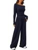 Asymmetrical Long-Sleeve T-Shirt & Wide-Leg Pants Casual Loungewear Set 2025 Autumn Collection