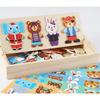 Elephant Bear Change Clothes Children's Early Education Wooden Jigsaw Puzzle Dressing Game Baby Puzzle Toys for Children Gift