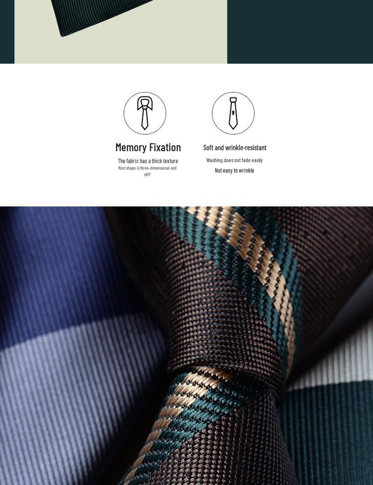Versatile Retro Striped Tie for Men - Hand-Knotted British Korean Style In Brown, Green, and Blue for Business and Formal Wear.
