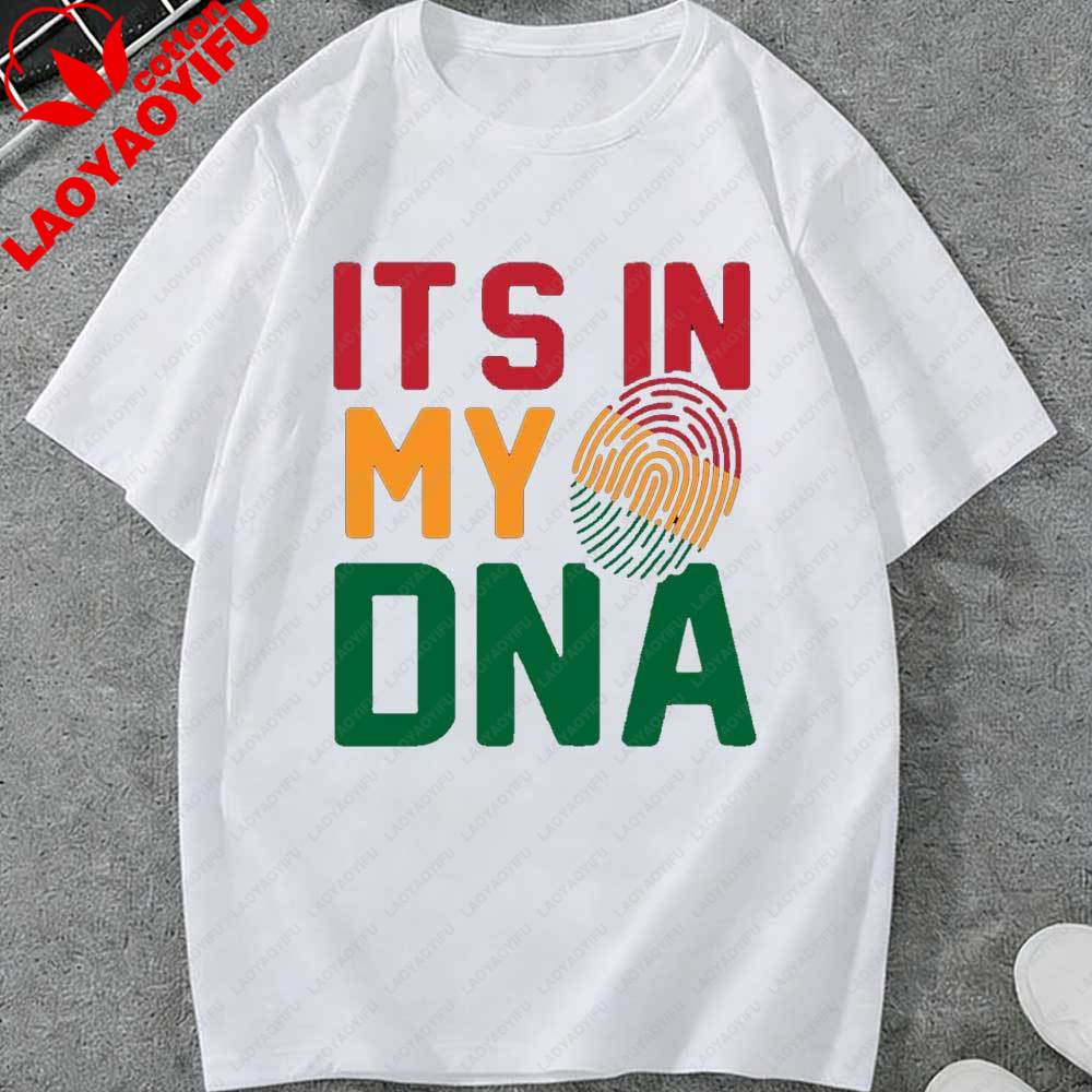 Juneteenth Es liegt in meiner DNA T-Shirt für Unisex Damen Afrikanischer Fingerabdruck Grafik T-Shirt Kurzarm Baumwoll Tops für den Juneteenth Feiertag