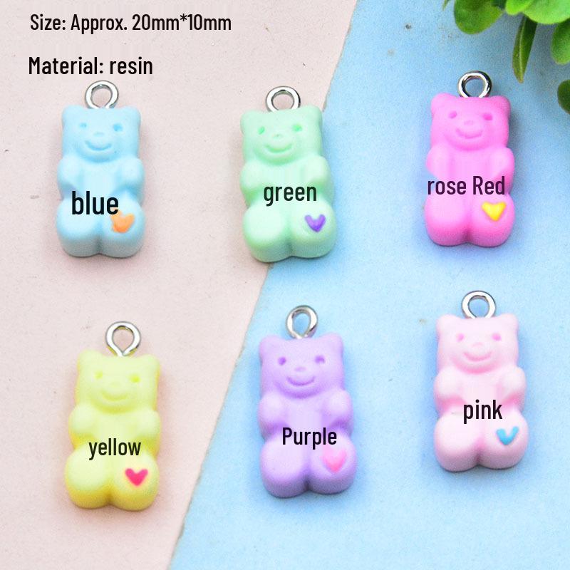 Colorful Resin Heart Bear Earring & Keychain Pendant - DIY Handmade Jewelry Charm