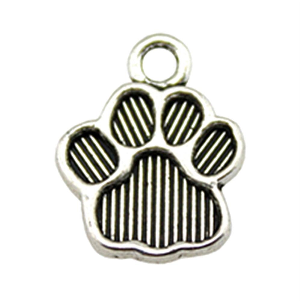 

20 шт. Брелоки для собачьих лап Антикварный серебряный цвет цинковый сплав 15X12 мм