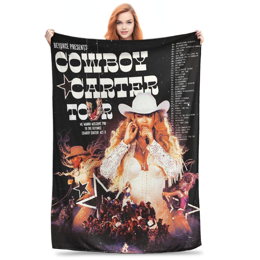 Singer Beyonce Cowboy Carter Tour Blankets Warm Fleece Sofa Throw Blanket for Home Bedroom Office Throws Bedspread Quilt