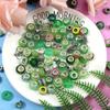 10/30/50pcs Resin Material Green Series European style Large Hole Bead Craft Bead Spacer Bead DIY Bracelet Necklace Earrings Keychain Accessories