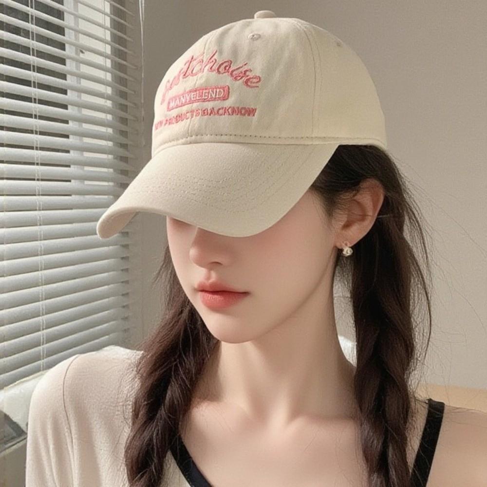 Solid Color Embroidery Letter Baseball Cap Cotton Peaked Cap Apparel Accessories Sun Hat  Girl