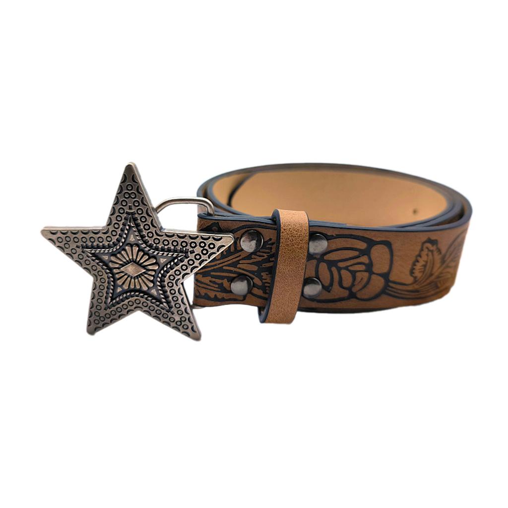 Creative PU Leather Waist Belt Adjustable Length Star Buckle Belt Girl Women Decorative Waist Belt for Coat Skirts Jeans