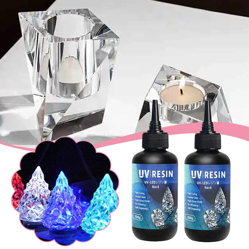 Hard UV Resin Glue Kit Fast Curing Epoxy Resin UV Glue with Mixing Tools for Starter Supplies for Art Craft Jewelry Making DIY