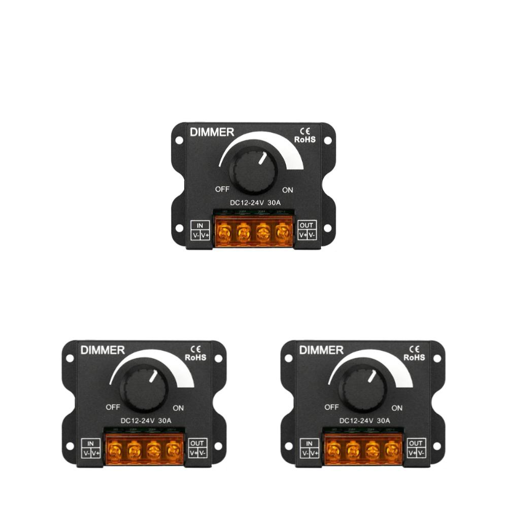 LED Dimmer Switch DC 12V 24V 8A/30A Brightness Adjustable Controller for Car RV Single Color LED Strip Light LED Dimming