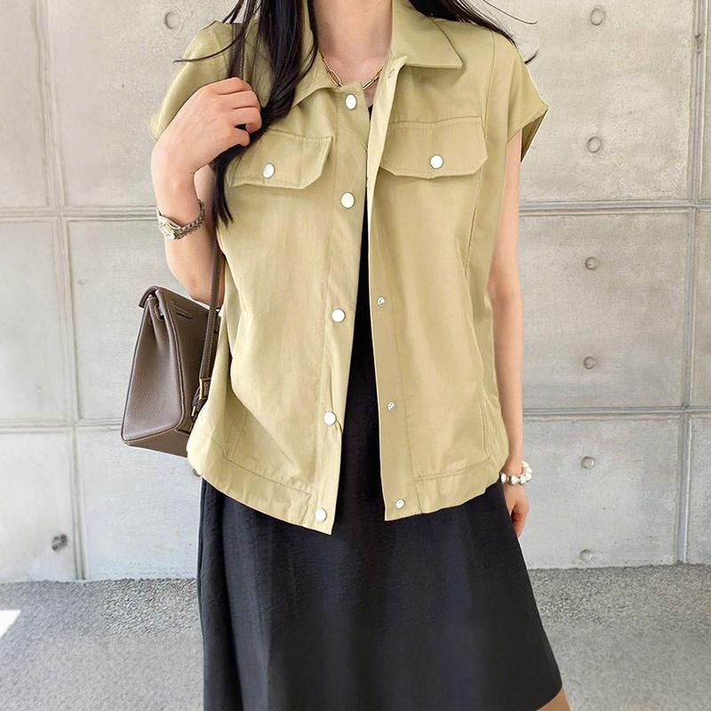 ZANZEA Women Casual Turn Down Collar Loose Summer Short Sleeve Blouse