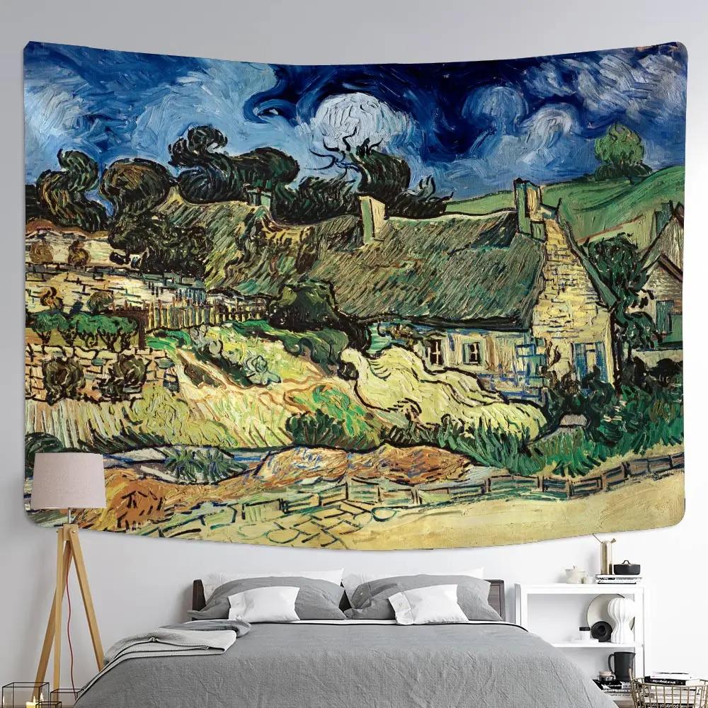 Van Gogh Oil Painting Wall Tapestry Multi Pattern Soft Background Home Decor Multi Size Wall Hanging Aesthetic