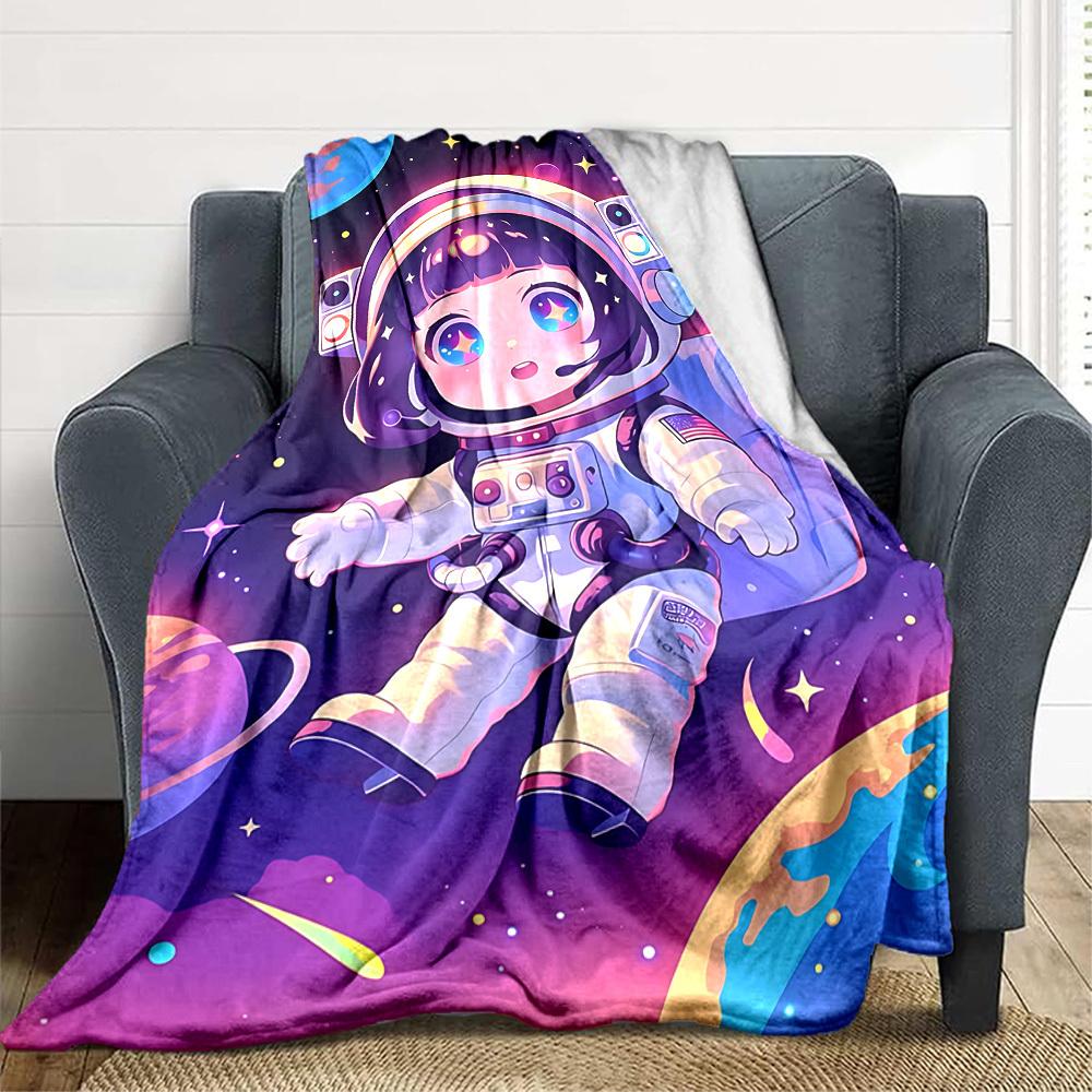 

1pc Astronaut Costume Blanket, Lightweight Flannel Fleece with Digital Printing, Soft Warm for Sofa, Travel, Camping, Office, Couch, Chair, and Bed, A 100x150cm