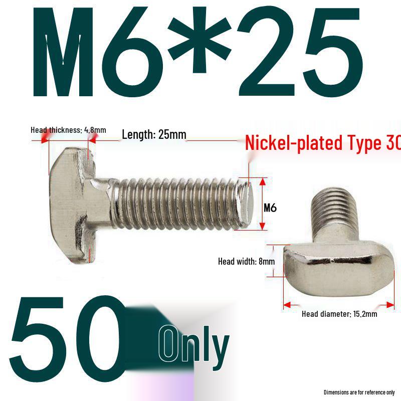 304 Stainless Steel T-Slot T-Head Bolt for Aluminum Profiles (20/30/40/45)