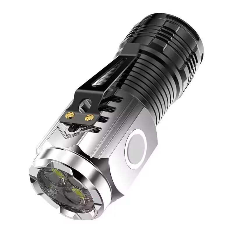 Rechargeable Flashlight with Magnetic Base and Rear Clip, Portable ABS Material for Camping,hiking,patrol,maintenance,emergency Situations,camping